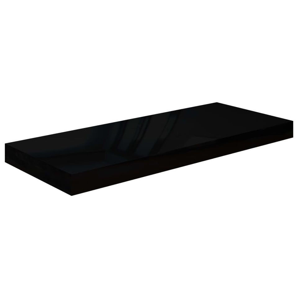 Floating Wall Shelf High Gloss Black 60x23.5x3.8 cm MDF