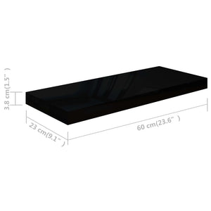 Floating Wall Shelf High Gloss Black 60x23.5x3.8 cm MDF