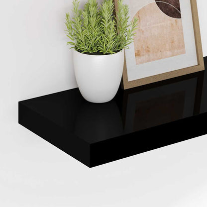 Floating Wall Shelf High Gloss Black 80x23.5x3.8 cm MDF