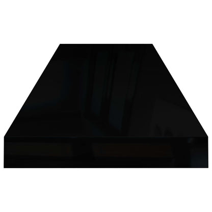 Floating Wall Shelves 2 pcs High Gloss Black 80x23.5x3.8 cm MDF