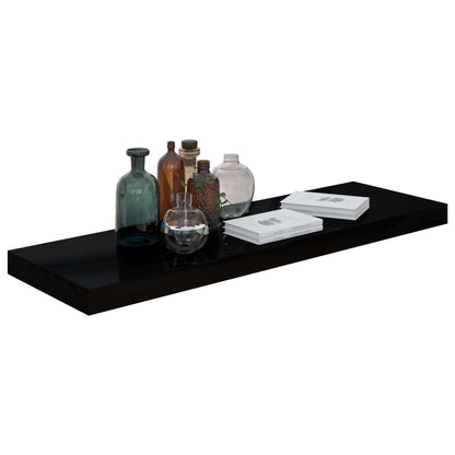 Floating Wall Shelves 2 pcs High Gloss Black 80x23.5x3.8 cm MDF