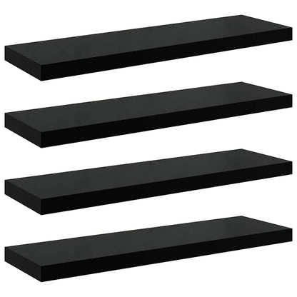 Floating Wall Shelves 4 pcs High Gloss Black 80x23.5x3.8 cm MDF