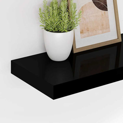 Floating Wall Shelves 4 pcs High Gloss Black 80x23.5x3.8 cm MDF