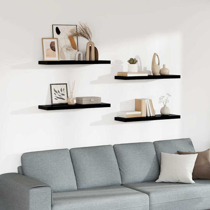 Floating Wall Shelves 4 pcs High Gloss Black 80x23.5x3.8 cm MDF