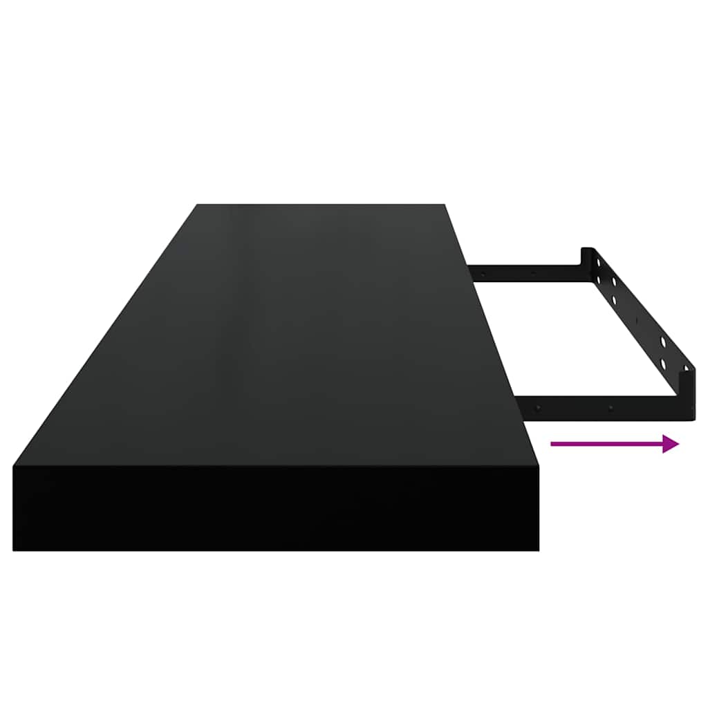 Floating Wall Shelf High Gloss Black 35.4"x9.3"x1.5" MDF