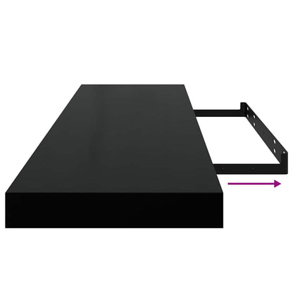 Floating Wall Shelf High Gloss Black 35.4"x9.3"x1.5" MDF