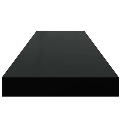vidaXL Wall Shelf Set of 2 High gloss black Honeycomb MDF, metal