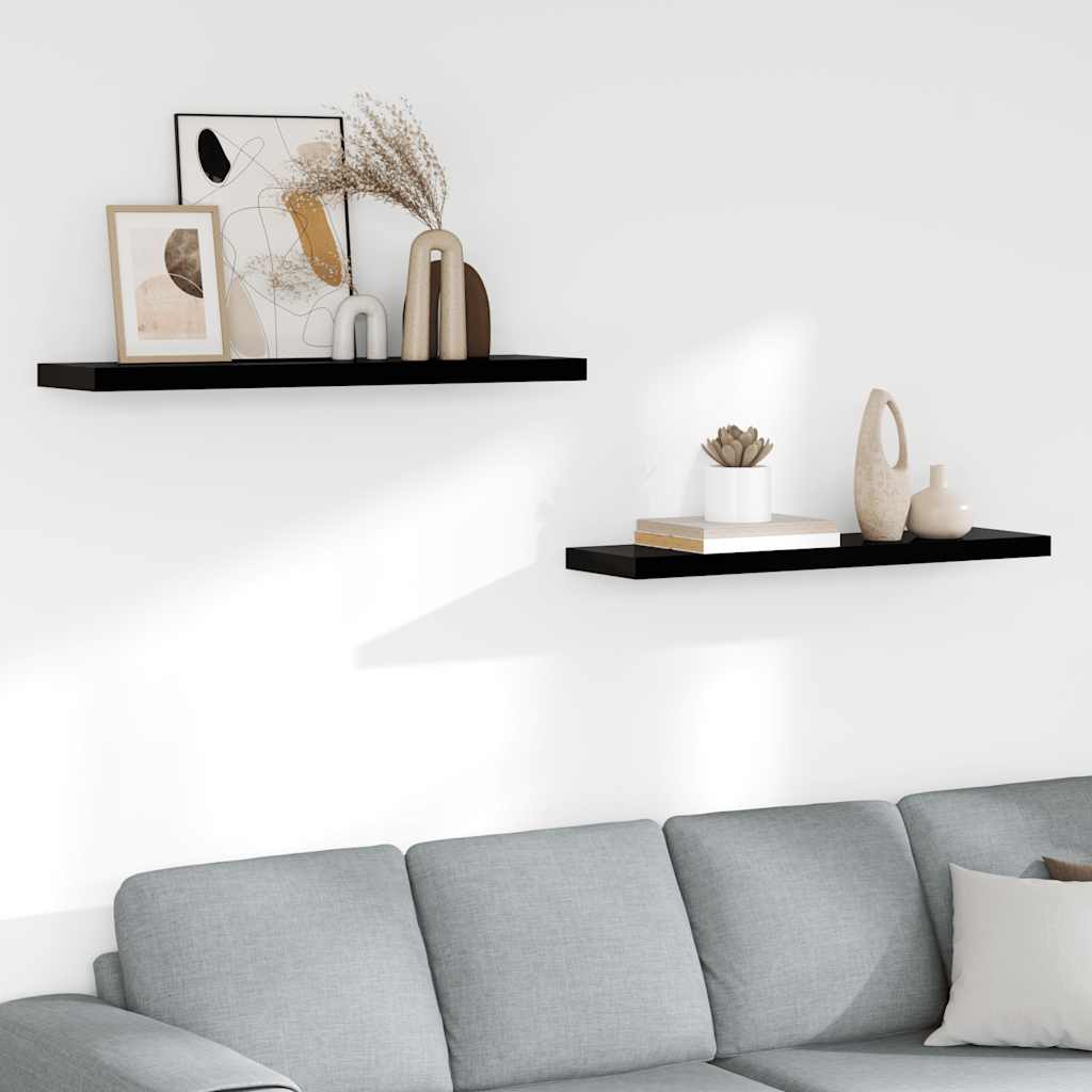 vidaXL Wall Shelf Set of 2 High gloss black Honeycomb MDF, metal