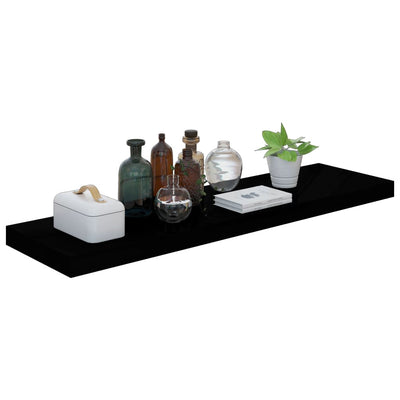 Floating Wall Shelves 4 pcs High Gloss Black 90x23.5x3.8 cm MDF