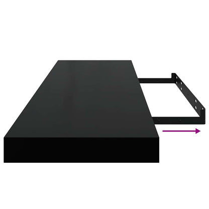 Floating Wall Shelves 4 pcs High Gloss Black 90x23.5x3.8 cm MDF