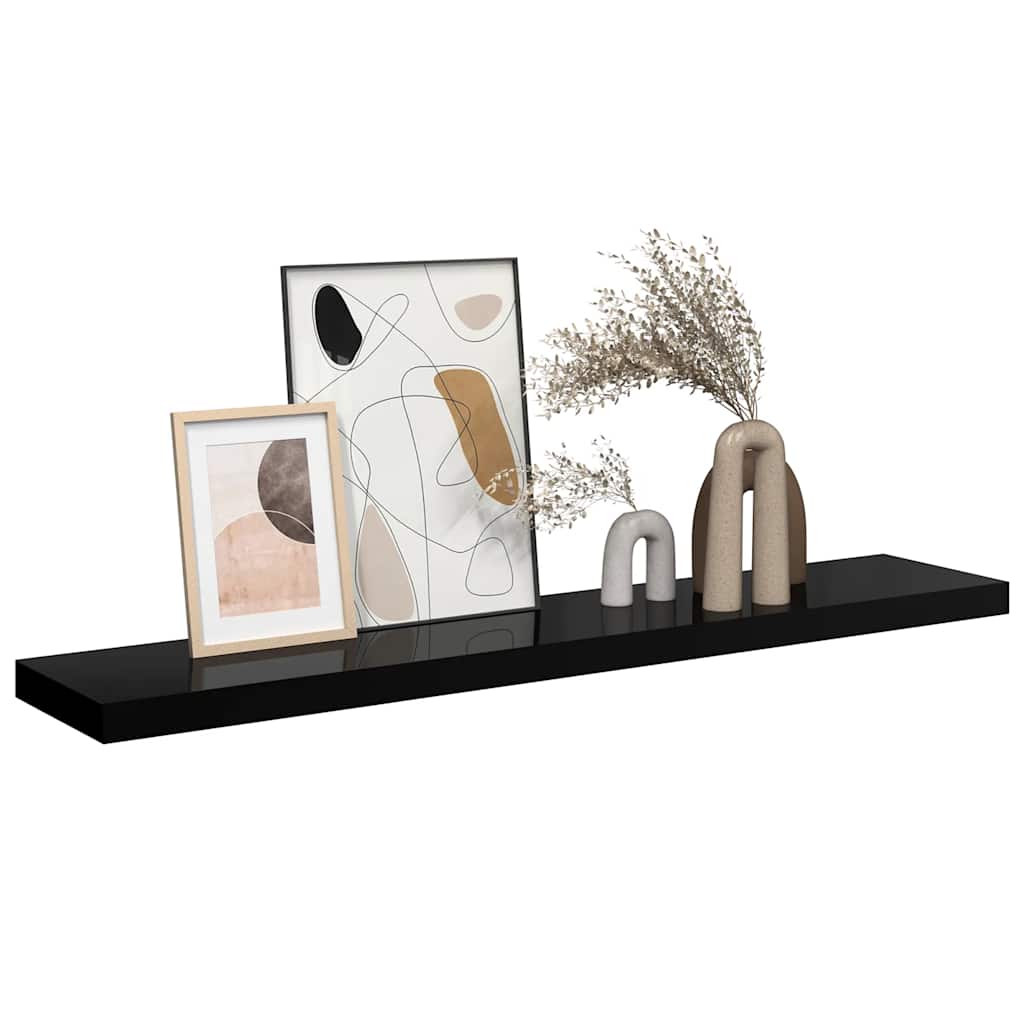 Floating Wall Shelf High Gloss Black 120x23.5x3.8 cm MDF