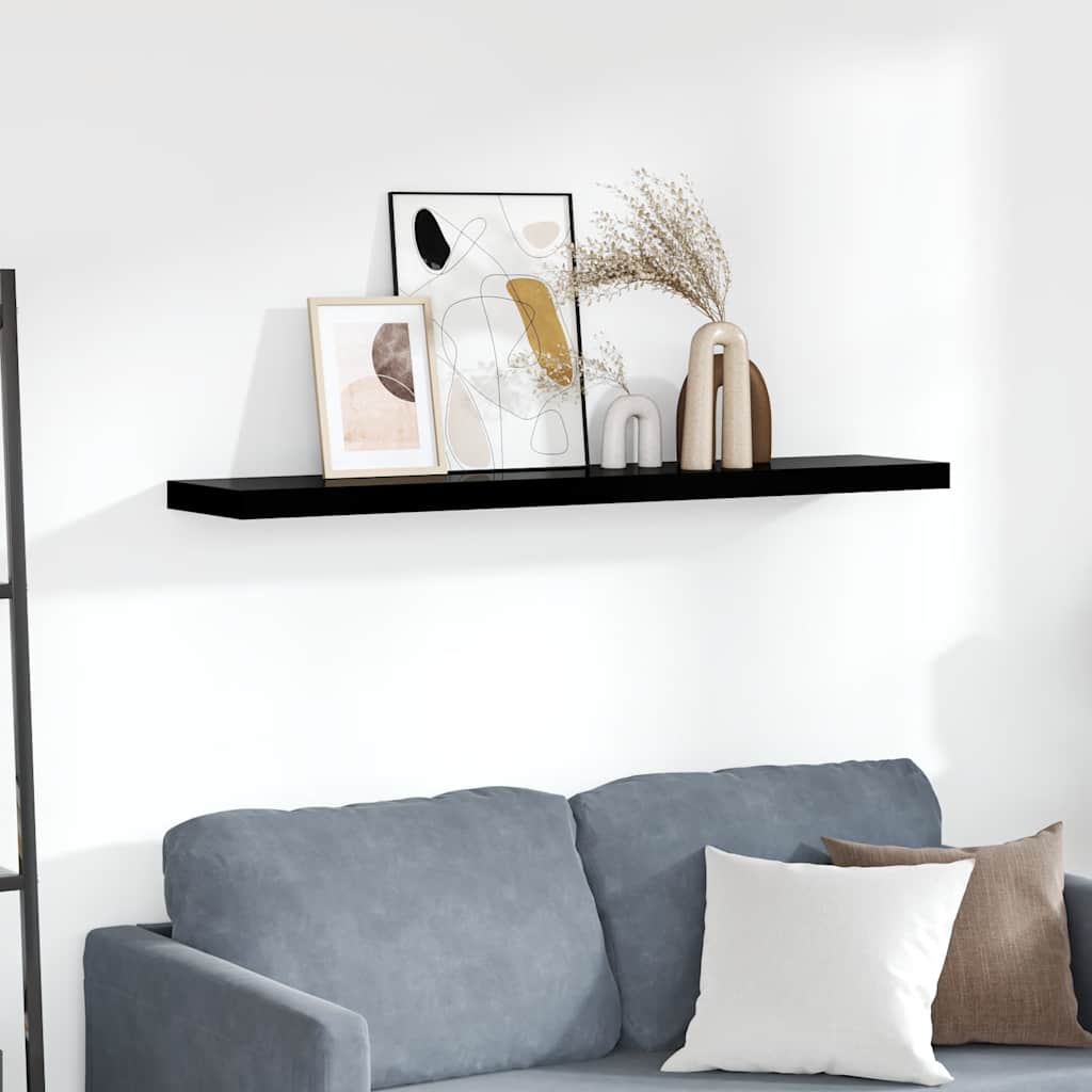 Floating Wall Shelf High Gloss Black 120x23.5x3.8 cm MDF