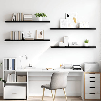 Floating Wall Shelves 4 pcs High Gloss Black 120x23.5x3.8 cm MDF