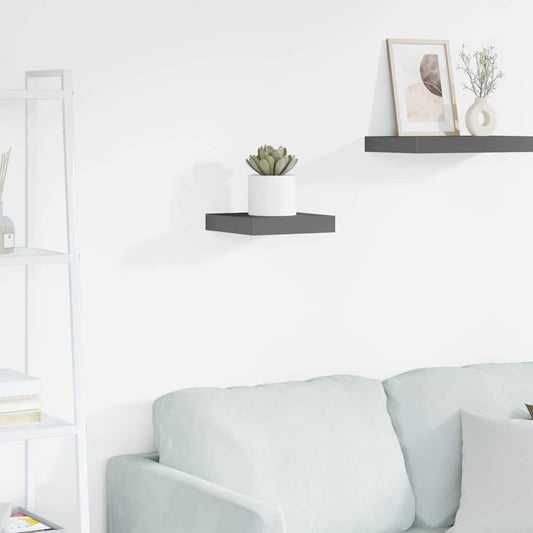323781 vidaXL Floating Wall Shelf High Gloss Grey 23x23,5x3,8 cm MDF