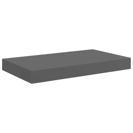 Floating Wall Shelf High Gloss Grey 40x23.5x3.8 cm MDF