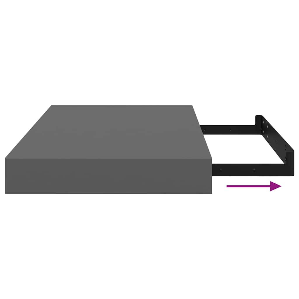 Floating Wall Shelf High Gloss Grey 40x23x3.8 cm MDF