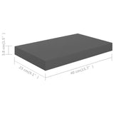 Floating Wall Shelves 2 pcs High Gloss Grey 40x23x3.8 cm MDF