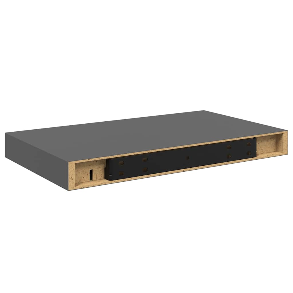 Floating Wall Shelves 4 pcs High Gloss Grey 40x23x3.8 cm MDF