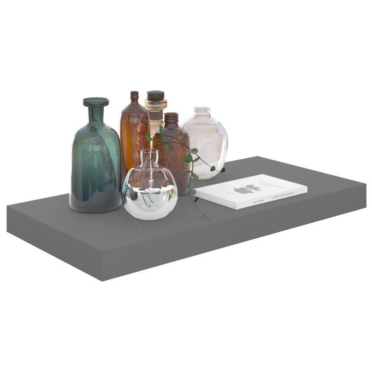 Floating Wall Shelf High Gloss Grey 50x23x3.8 cm MDF