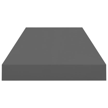 Floating Wall Shelves 2 pcs High Gloss Grey 60x23.5x3.8 cm MDF