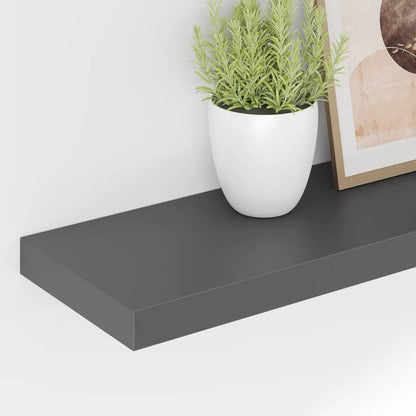 Floating Wall Shelf High Gloss Grey 80x23.5x3.8 cm MDF