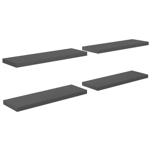 Floating Wall Shelves 4 pcs High Gloss Grey 80x23.5x3.8 cm MDF