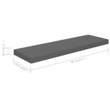 Floating Wall Shelves 4 pcs High Gloss Grey 80x23.5x3.8 cm MDF