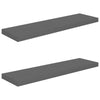 Floating Wall Shelves 2 pcs High Gloss Grey 90x23.5x3.8 cm MDF