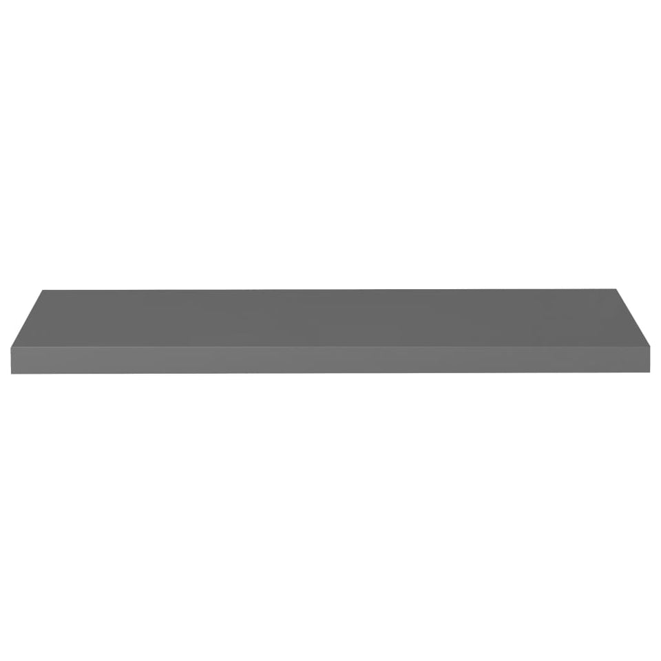 Floating Wall Shelves 2 pcs High Gloss Grey 90x23.5x3.8 cm MDF