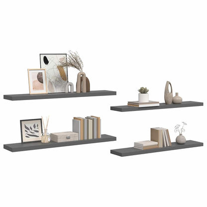 Floating Wall Shelves 4 pcs High Gloss Gray 47.2"x9.3"x1.5" MDF