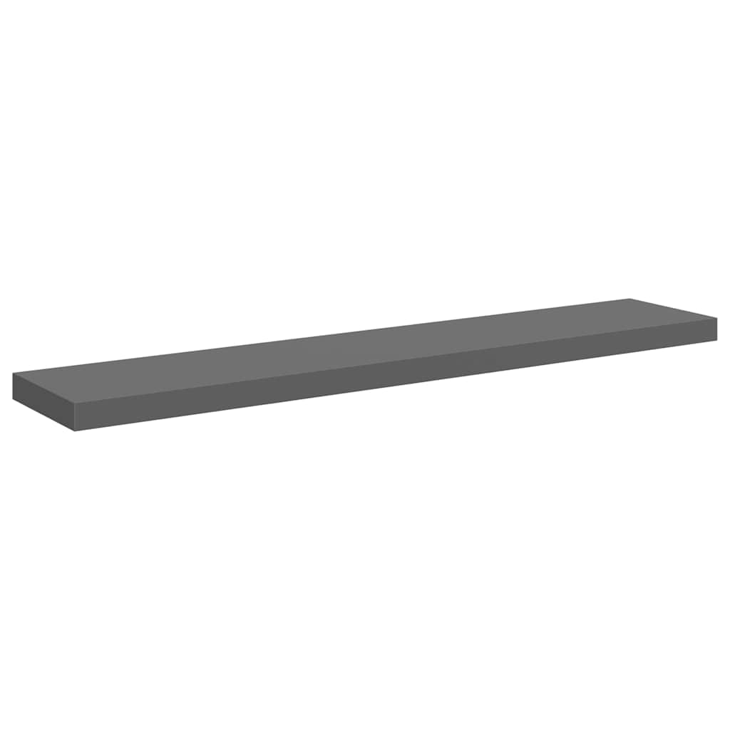 Floating Wall Shelves 4 pcs High Gloss Gray 47.2"x9.3"x1.5" MDF