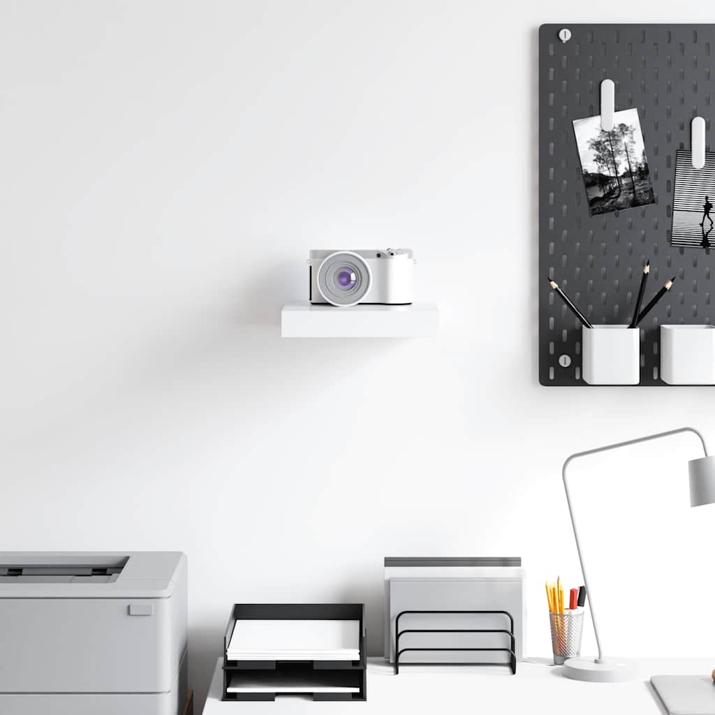 vidaXL Wall Shelf White Honeycomb MDF, metal 9.1x9.3x1.5 in
