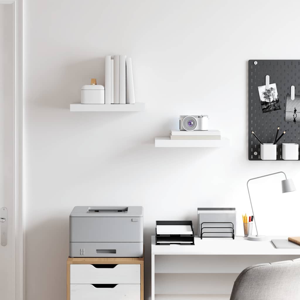 Wall Shelf Set of 2 White Honeycomb MDF, Metal 15.7 x 9.1 in
