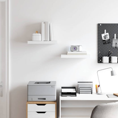 Wall Shelf Set of 2 White Honeycomb MDF, Metal 15.7 x 9.1 in