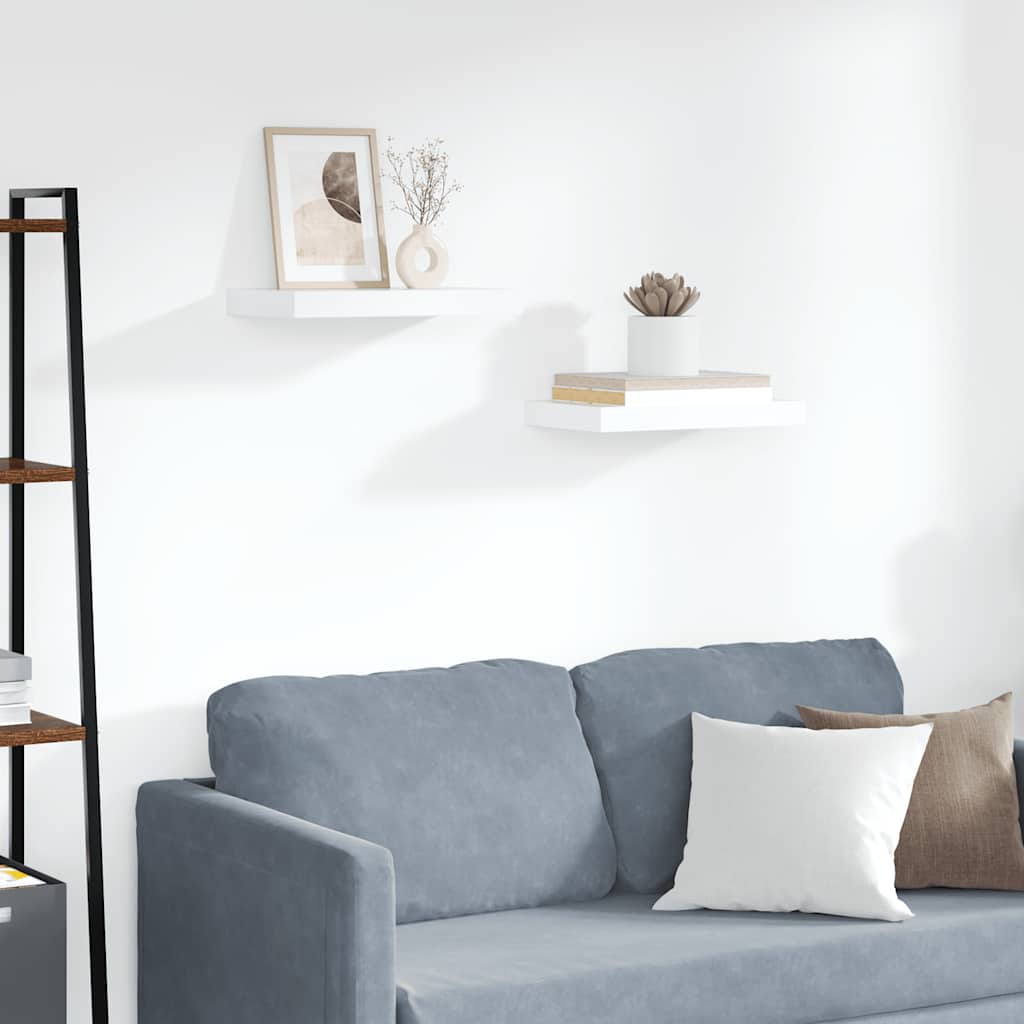 Wall Shelf Set of 2 White Honeycomb MDF, Metal 15.7 x 9.1 in