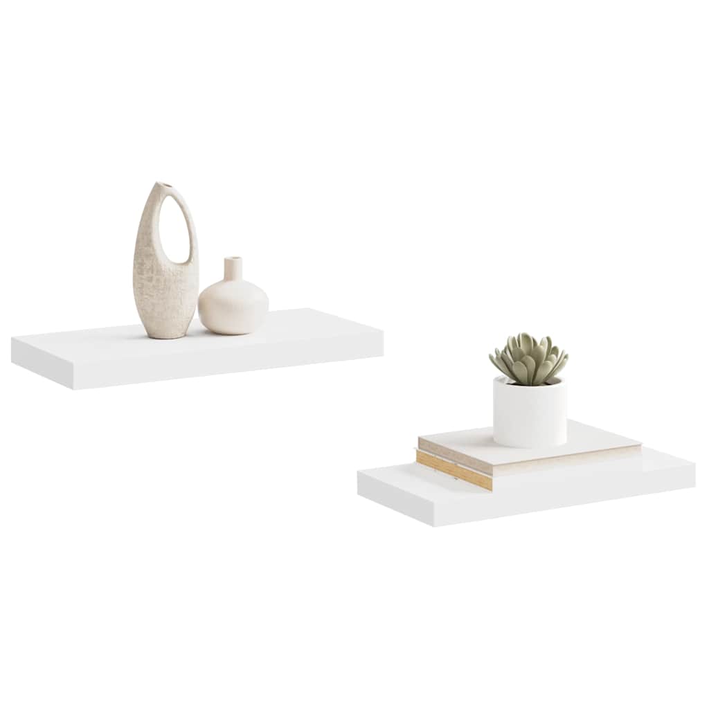 vidaXL Wall Shelf Set of 2 White Honeycomb MDF, metal Medium