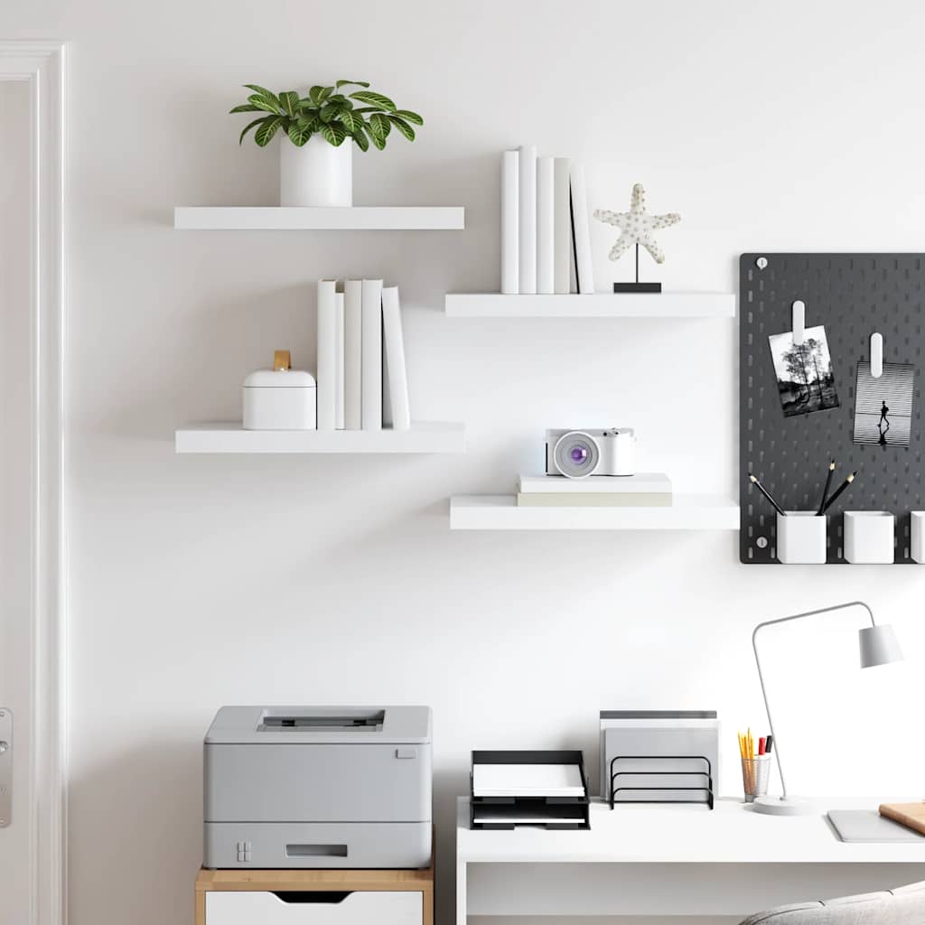 Floating Wall Shelves 4 pcs White 50x23x3.8 cm MDF