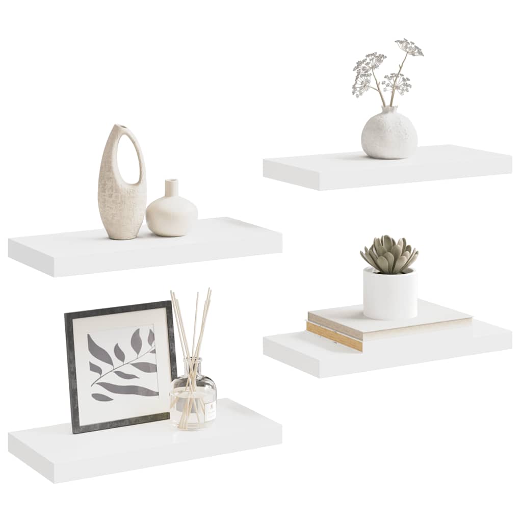 Floating Wall Shelves 4 pcs White 50x23x3.8 cm MDF