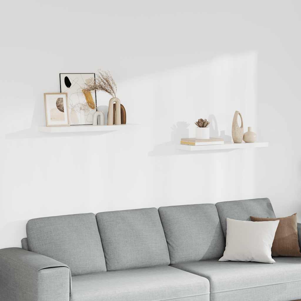 Floating Wall Shelves 2 pcs White 80x23.5x3.8 cm MDF