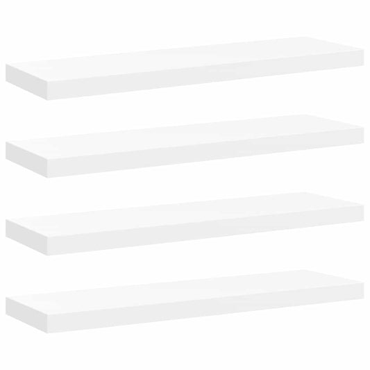 Wall Shelf | Set of 4 | White | Honeycomb MDF, Metal | 80x23.5x3.8 cm