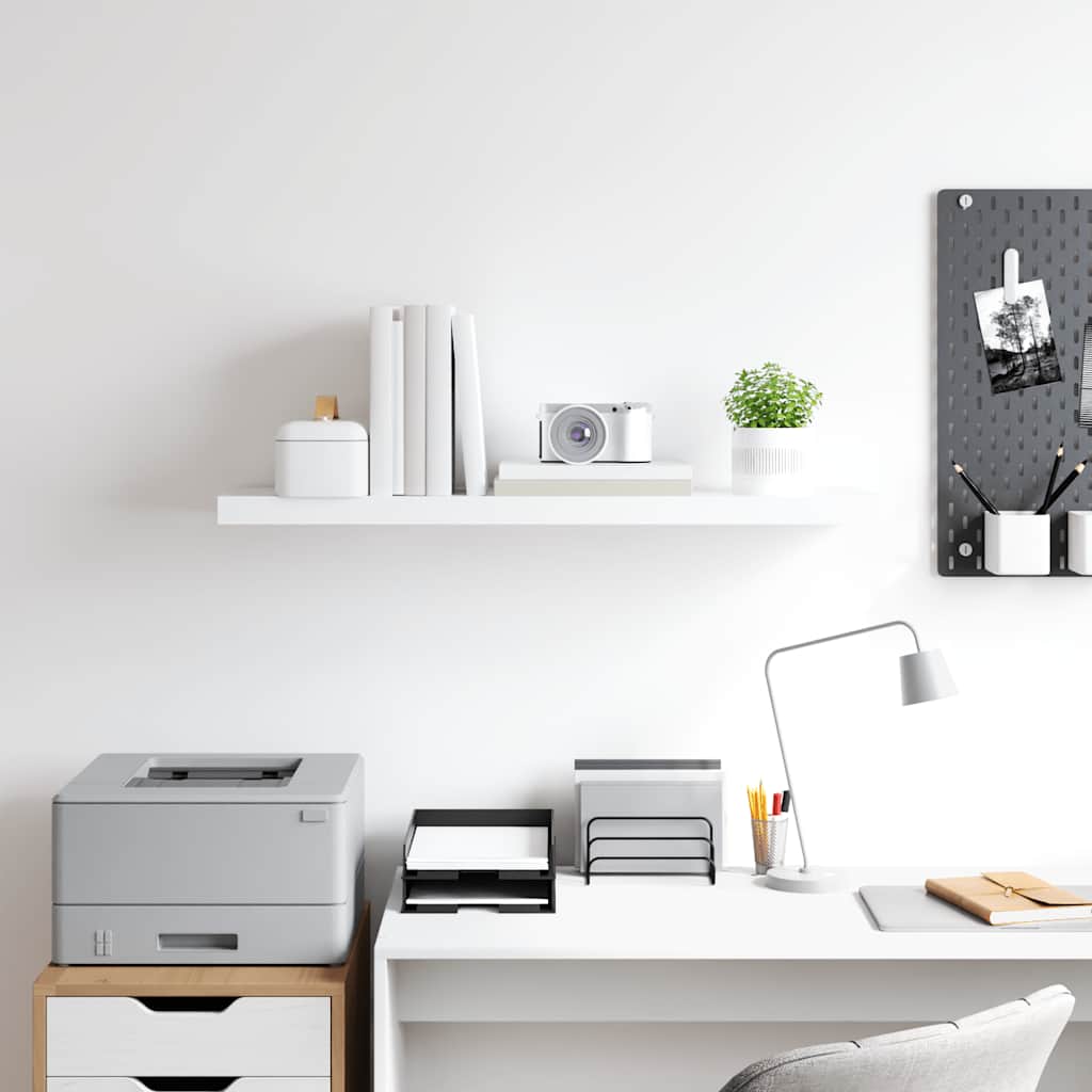 vidaXL Wall Shelf White Honeycomb MDF 35.4 x 9.3 x 1.5 in Wall mounting
