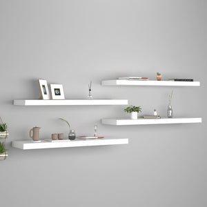 Floating Wall Shelves 4 pcs White 90x23.5x3.8 cm MDF