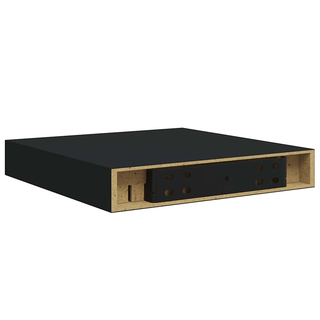 Floating Wall Shelves 2 pcs Black 23x23.5x3.8 cm MDF