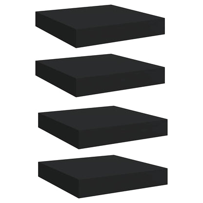 Floating Wall Shelves 4 pcs Black 23x23.5x3.8 cm MDF