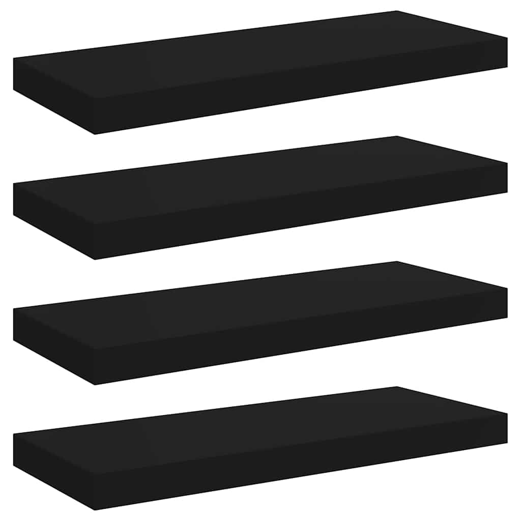 vidaXL Wall Shelf Set of 4 Black Honeycomb MDF, metal Medium