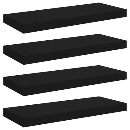 vidaXL Wall Shelf Set of 4 Black Honeycomb MDF, metal Medium