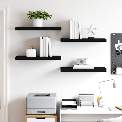 vidaXL Wall Shelf Set of 4 Black Honeycomb MDF, metal Medium