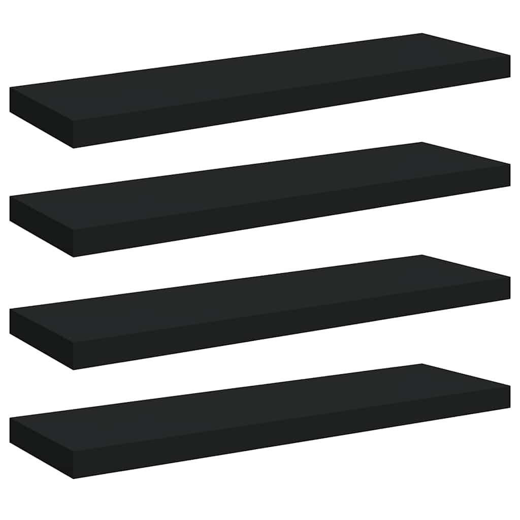 vidaXL Wall Shelf Set of 4 Black Honeycomb MDF, Metal Medium