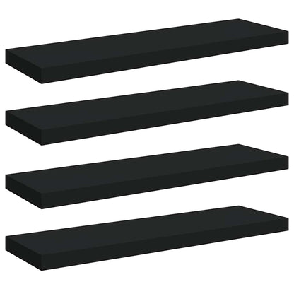 vidaXL Wall Shelf Set of 4 Black Honeycomb MDF, Metal Medium