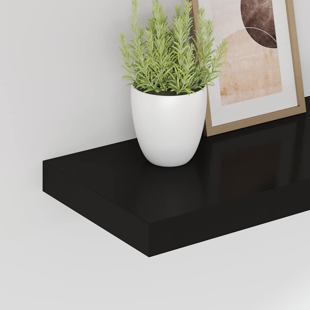 vidaXL Wall Shelf Set of 4 Black Honeycomb MDF, Metal Medium
